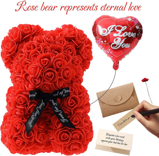 Elegant Rose Bear: A Thoughtful Gift for Mother's Day, Valentine's Day, and More