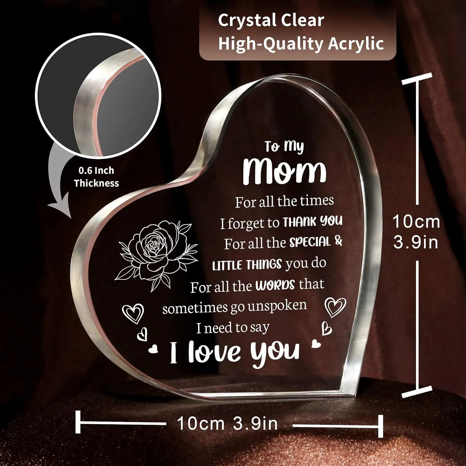 I Love You Mom Acrylic Keepsake: Adorable Mother's Day Gift 