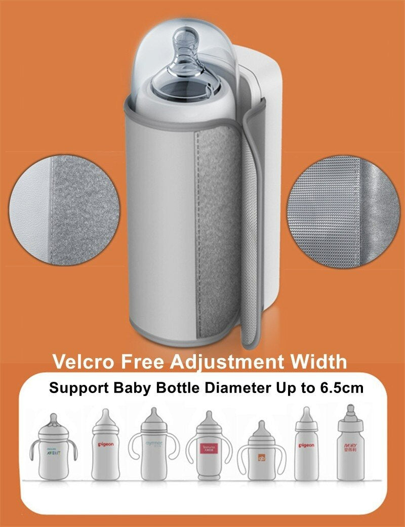 Versatile Rechargeable Baby Bottle Warmer: 6-Level Temperature Adjustment with Digital Display and Multiple Power Options