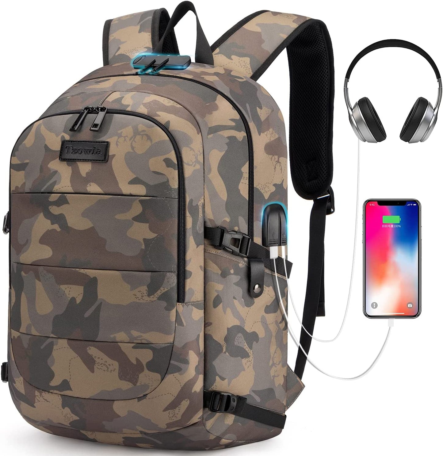 Secure and Versatile Laptop Backpack with USB Charging Port and Lock