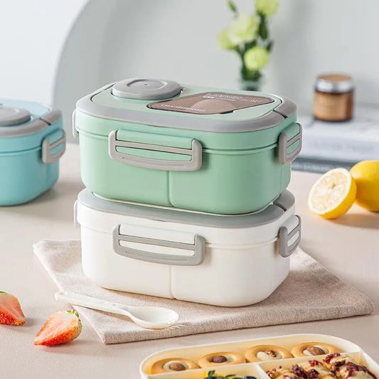 Multi-Compartment Lunch Storage with Integrated Cutlery Set