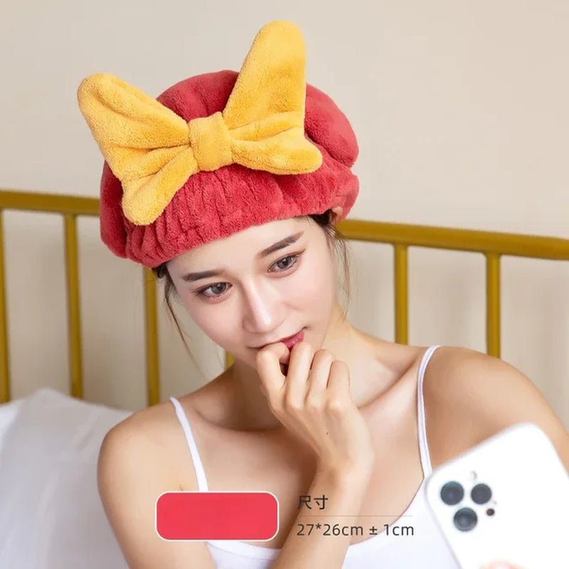 Luxurious Bow Soft Hair Drying Turban: Super Absorbent Microfiber Wrap