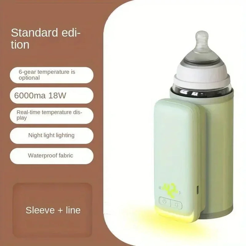 Versatile Rechargeable Baby Bottle Warmer: 6-Level Temperature Adjustment with Digital Display and Multiple Power Options