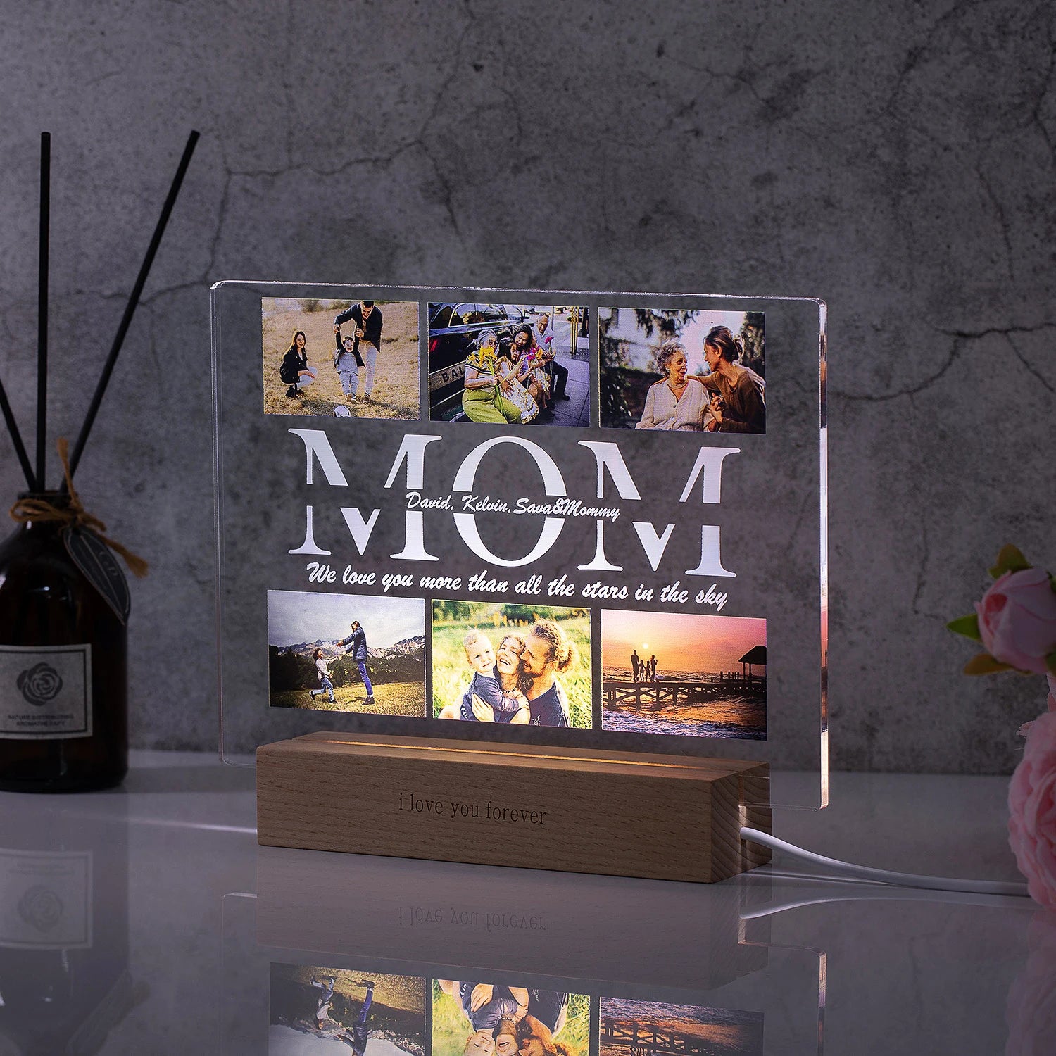 Custom 3D Acrylic Lamp: Personalized Bedroom Nightlight with Photo and Text