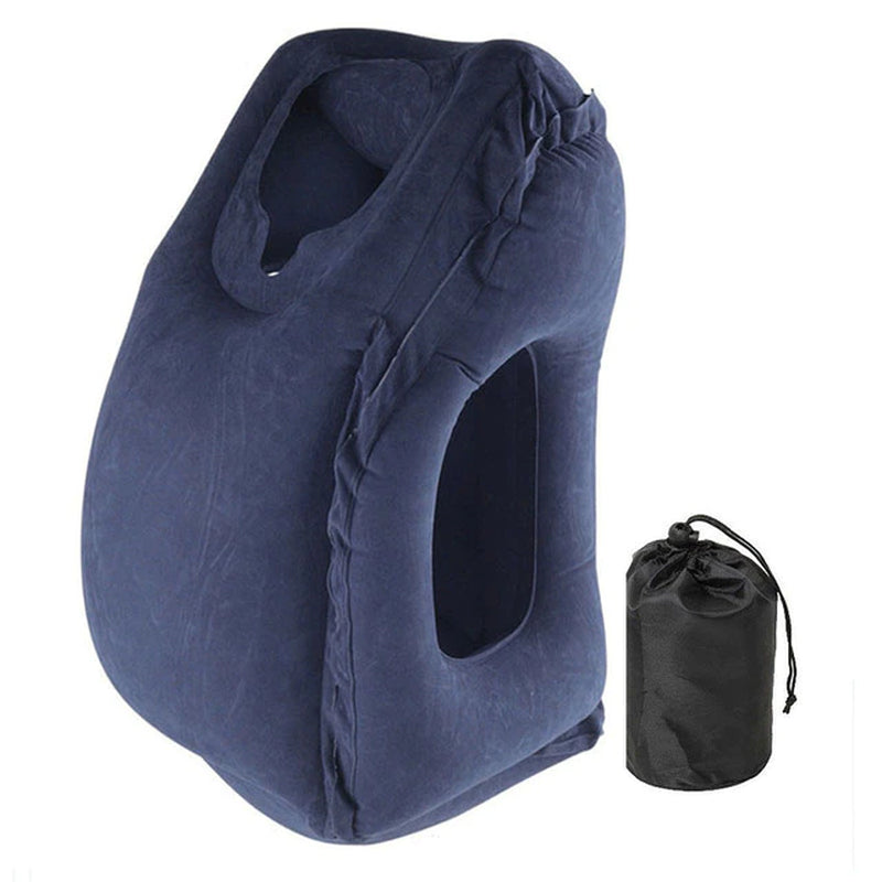 Portable Inflatable Travel Pillow: PVC Air Cushion Headrest with Chin Support for Comfortable Rest Anywhere