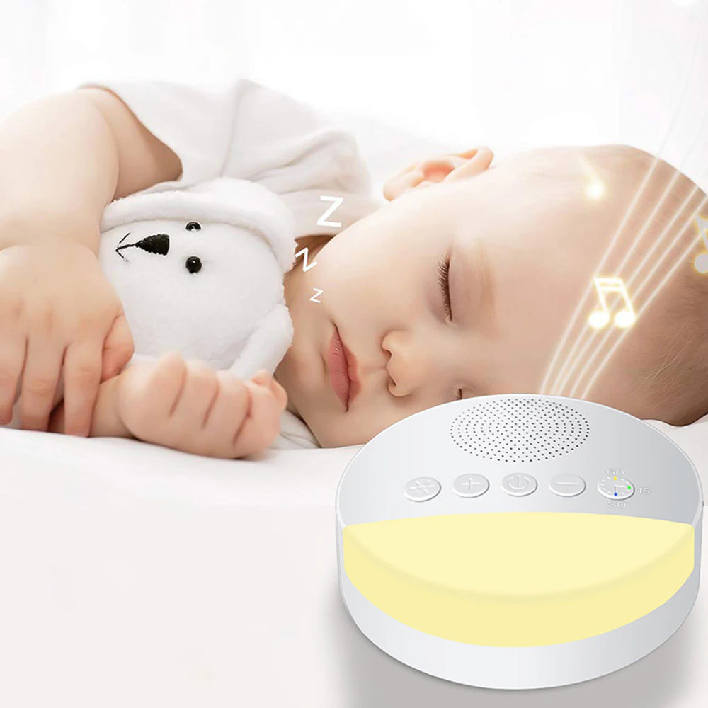 USB Rechargeable Baby White Noise Machine: Sleep Sound Player with Night Light, Timer, and Timed Shutdow