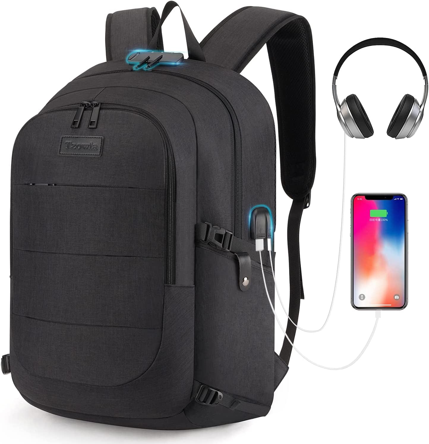 Secure and Versatile Laptop Backpack with USB Charging Port and Lock