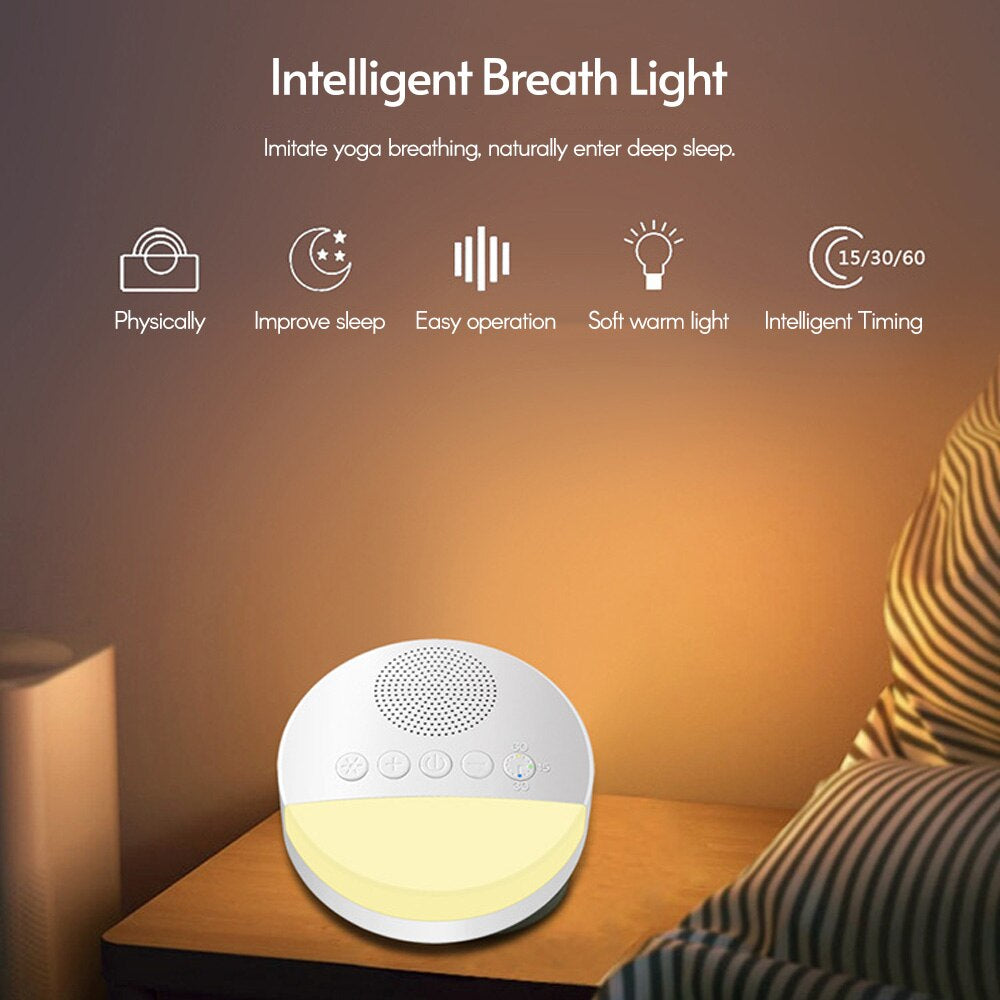 USB Rechargeable Baby White Noise Machine: Sleep Sound Player with Night Light, Timer, and Timed Shutdow