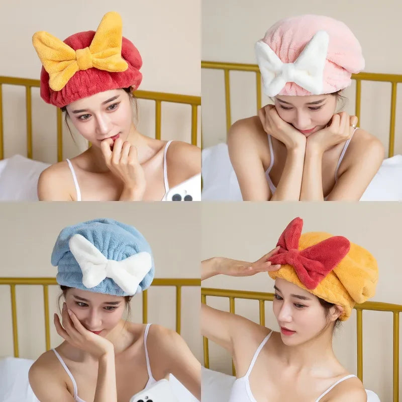 Luxurious Bow Soft Hair Drying Turban: Super Absorbent Microfiber Wrap