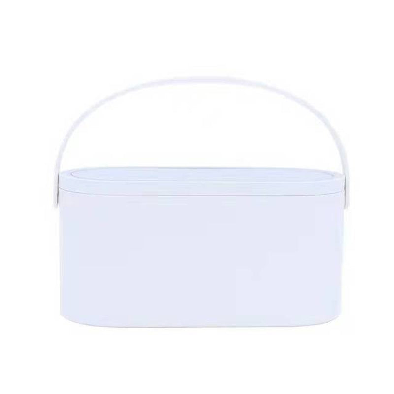 Portable Makeup Organizer Box with LED Light Mirror: Travel-Friendly Touch-Light Storage Case for Cosmetics