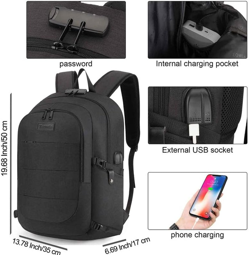 Secure and Versatile Laptop Backpack with USB Charging Port and Lock