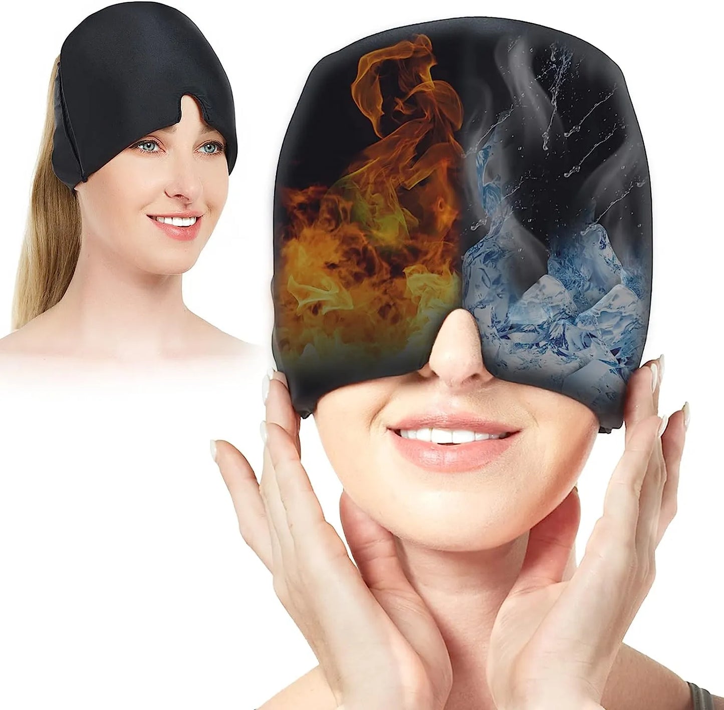 Migraine Relief Hat Headache Hat Gel Hot Cold Therapy Ice Cap for Relieve Pain Ice Hat Eye Mask Stress Pressure Pain Relief