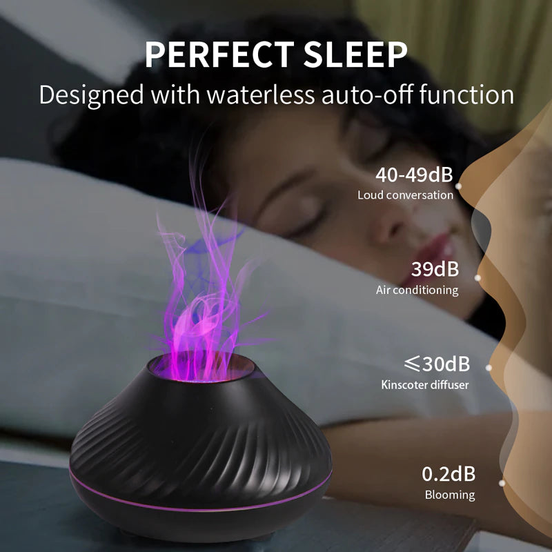 USB Portable Air Humidifier with Color Flame Night Light