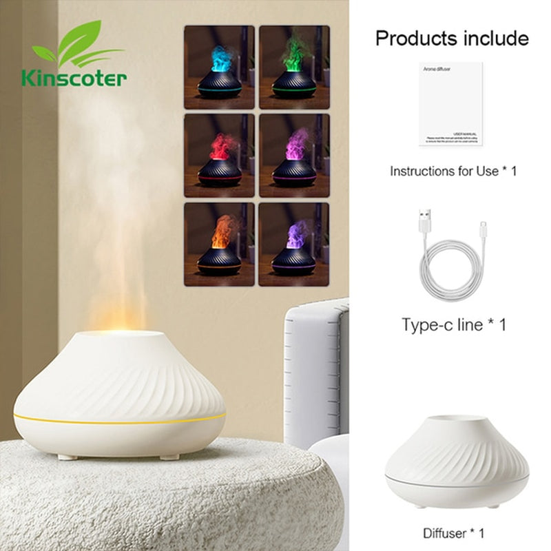 USB Portable Air Humidifier with Color Flame Night Light