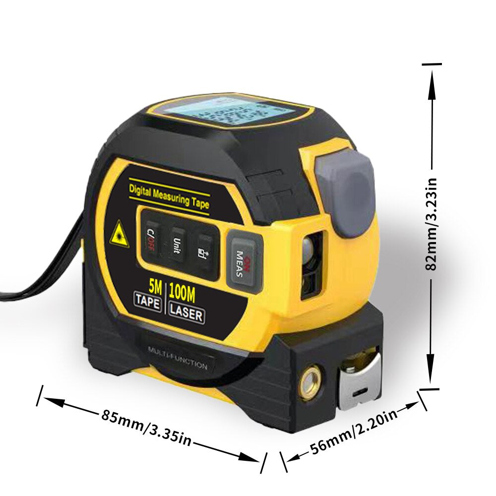 1Pc Laser Tape Measure 3 in 1 Digital Tape Measure High Precision Laser Rangefinder Steel Tape Measure