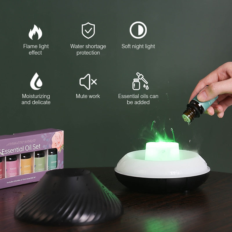 USB Portable Air Humidifier with Color Flame Night Light