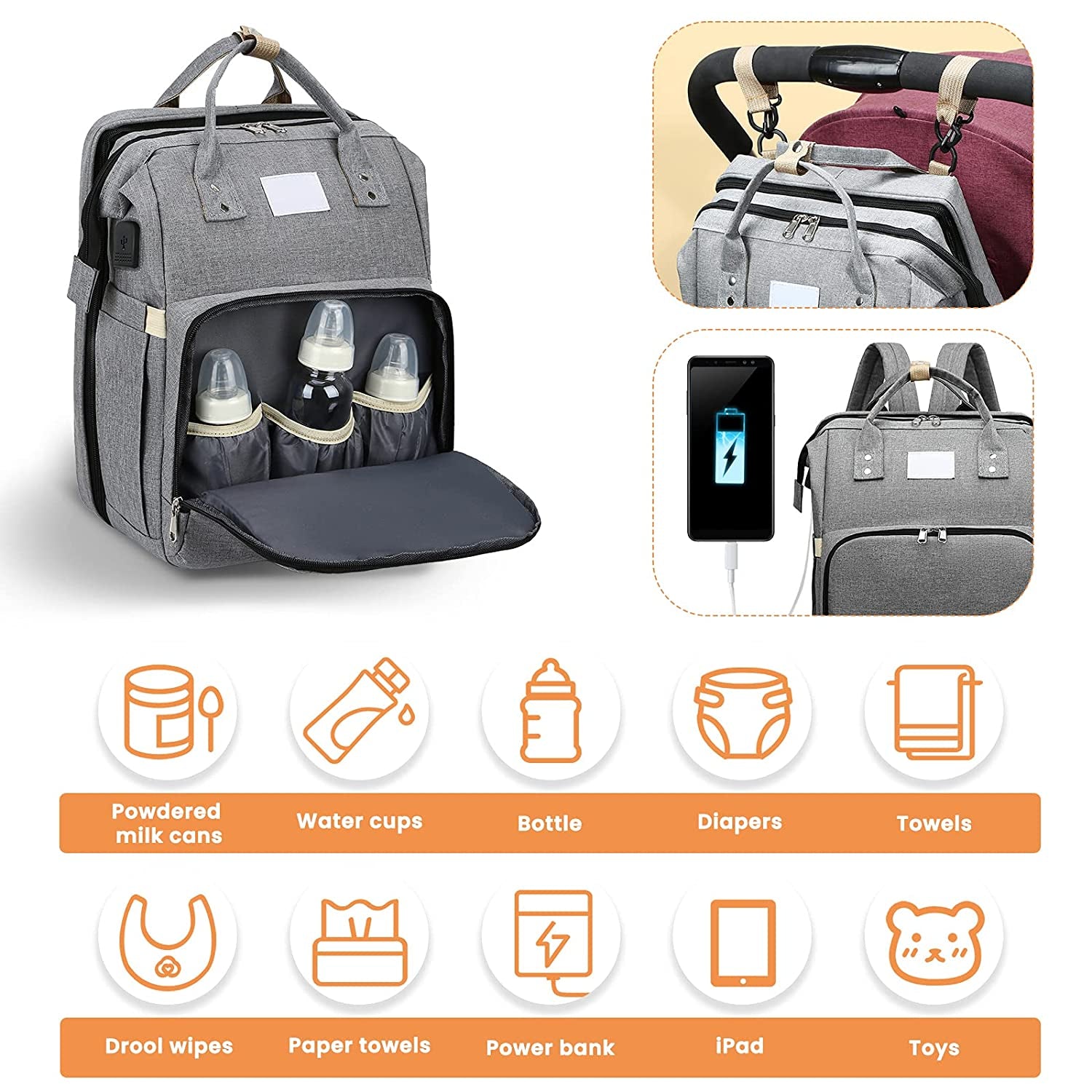 Foldable Baby Bed and Large Capacity Diaper Backpack for Fashion-Forward Moms