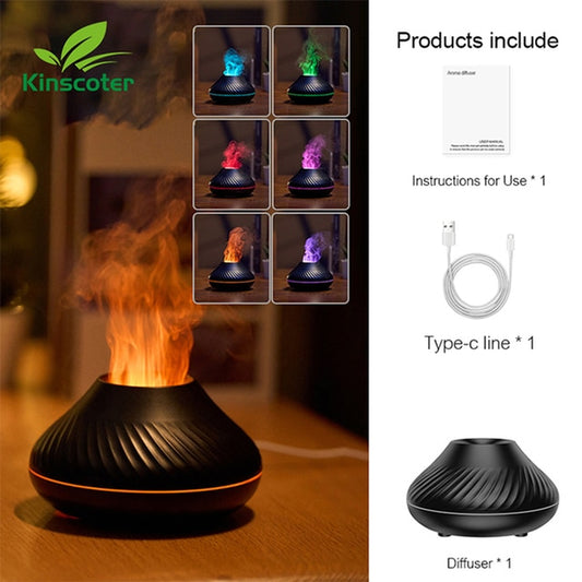 USB Portable Air Humidifier with Color Flame Night Light